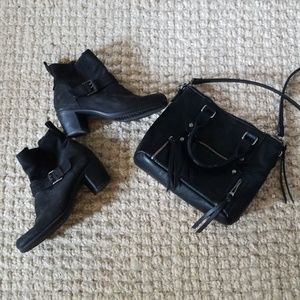 Ecco leather heeled black boots